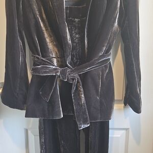 Ann Taylor Velvet Jacket in Dark Gray